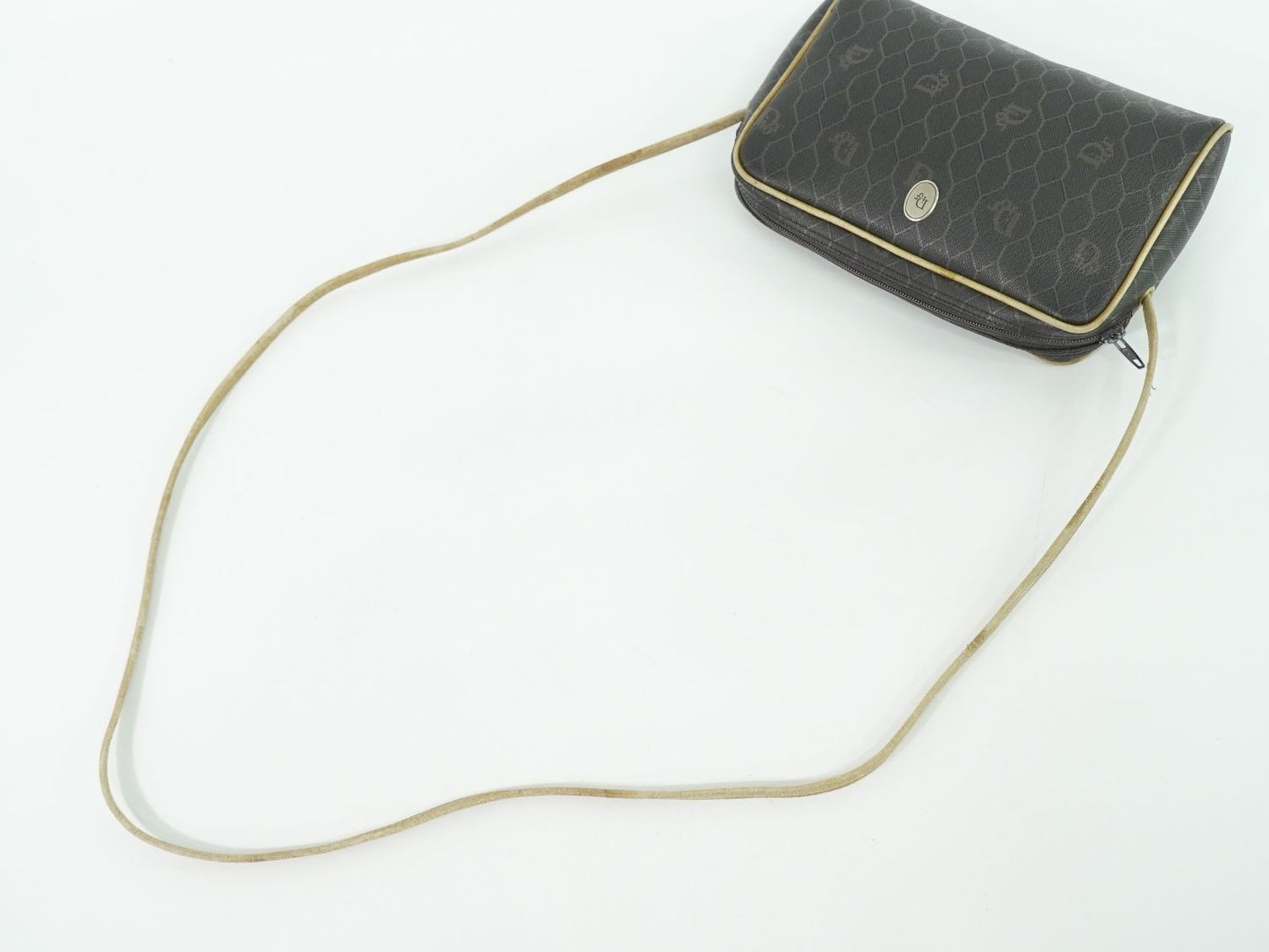 Christian Dior Shoulder Bag Purse Honeycomb PVC Black Authentic