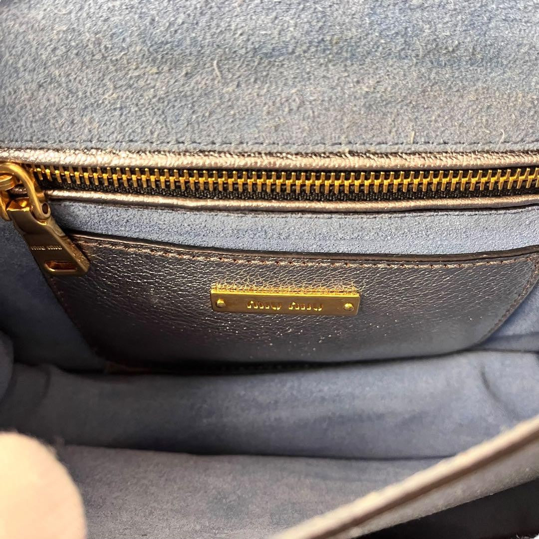 MIU MIU Shoulder bag denim gold Logo Women's Authentic Used
