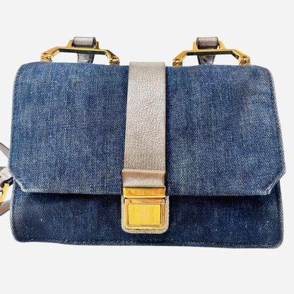 MIU MIU Shoulder bag denim gold Logo Women's Authentic Used