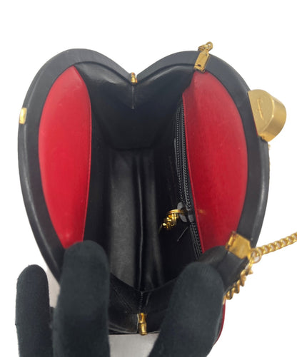 Salvatore Ferragamo shoulder bag Purse Red Black chain Women's Used Authentic
