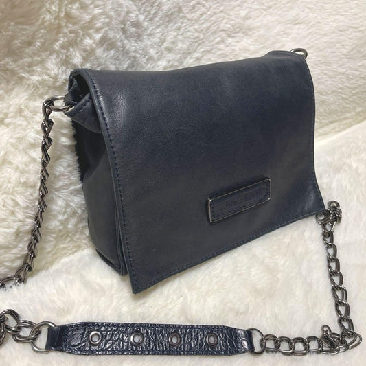 Longchamp shoulder bag Purse kate moss Navy Leather Authentic Used Women's