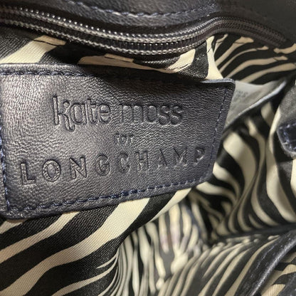Longchamp shoulder bag Purse kate moss Navy Leather Authentic Used Women's