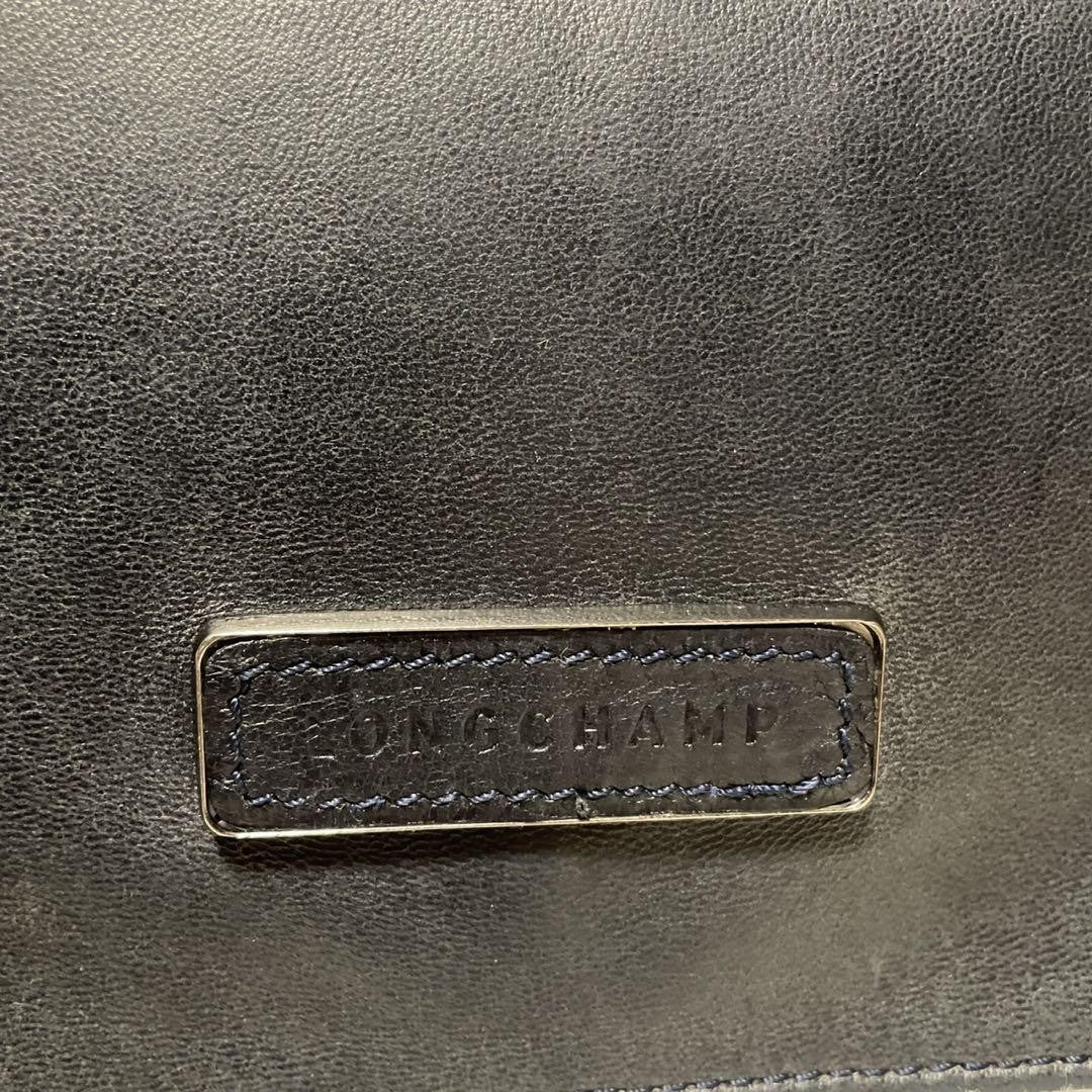 Longchamp shoulder bag Purse kate moss Navy Leather Authentic Used Women's