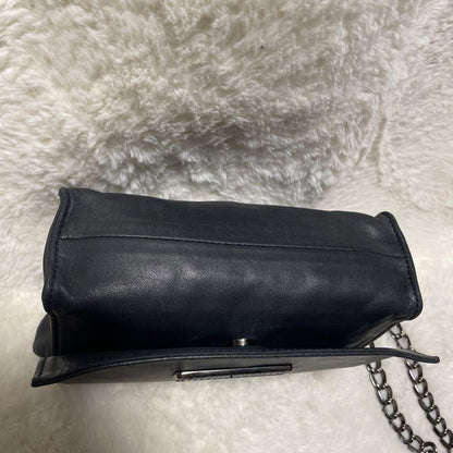 Longchamp shoulder bag Purse kate moss Navy Leather Authentic Used Women's