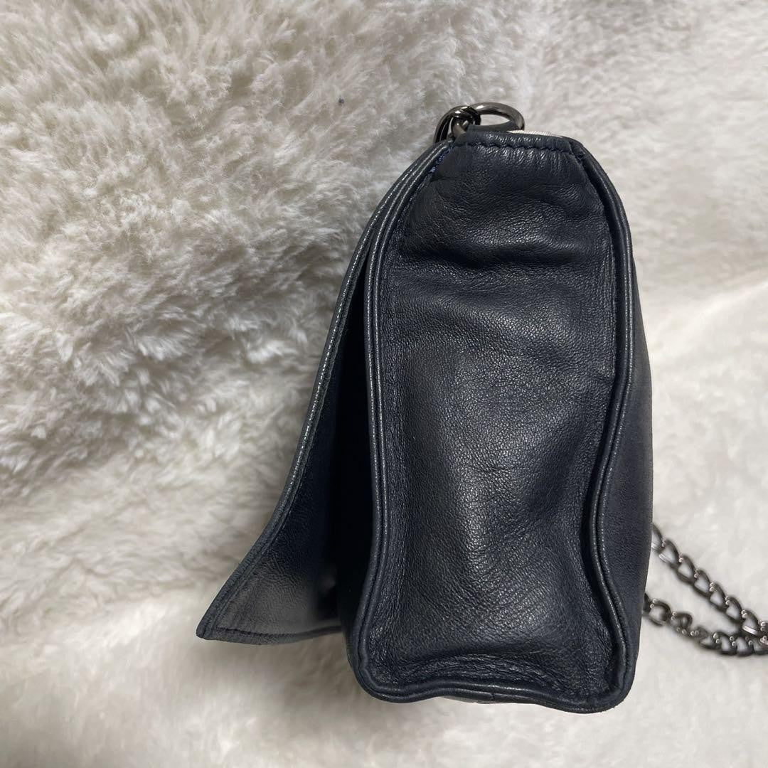 Longchamp shoulder bag Purse kate moss Navy Leather Authentic Used Women's