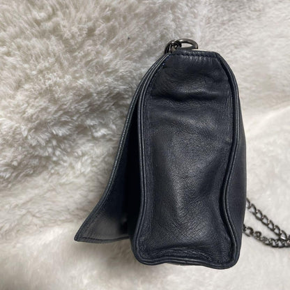 Longchamp shoulder bag Purse kate moss Navy Leather Authentic Used Women's