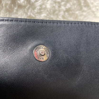 Longchamp shoulder bag Purse kate moss Navy Leather Authentic Used Women's