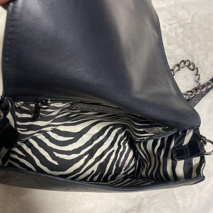 Longchamp shoulder bag Purse kate moss Navy Leather Authentic Used Women's