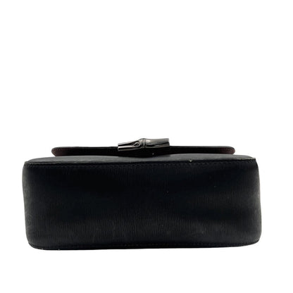 Longchamp shoulder bag Purse Black Leather Women's  Authentic Used