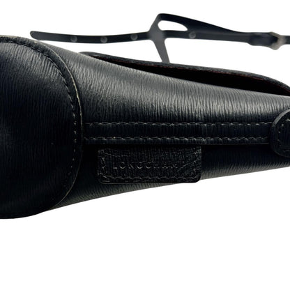 Longchamp shoulder bag Purse Black Leather Women's  Authentic Used