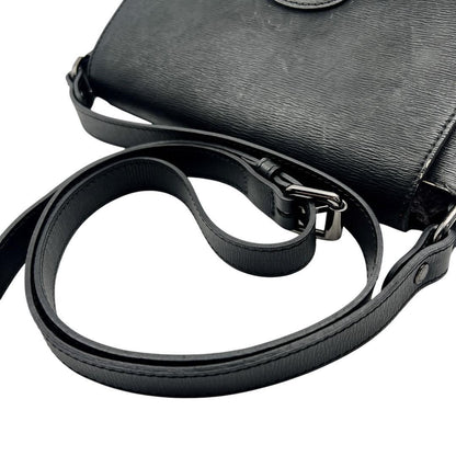Longchamp shoulder bag Purse Black Leather Women's  Authentic Used