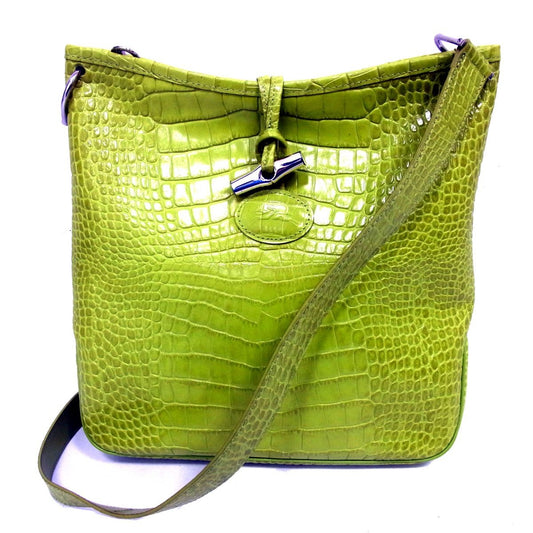 Longchamp shoulder bag Purse Le Roseau yellow green Authentic Women's Used