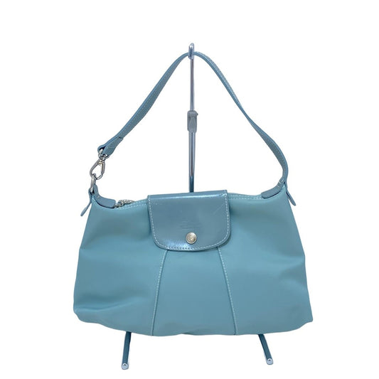 Longchamp handbag Purse light blue Nylon Leather Authentic Used Women's