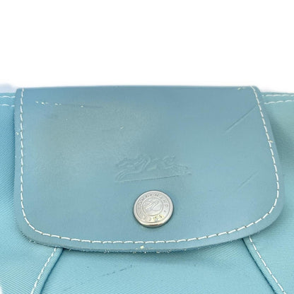 Longchamp handbag Purse light blue Nylon Leather Authentic Used Women's
