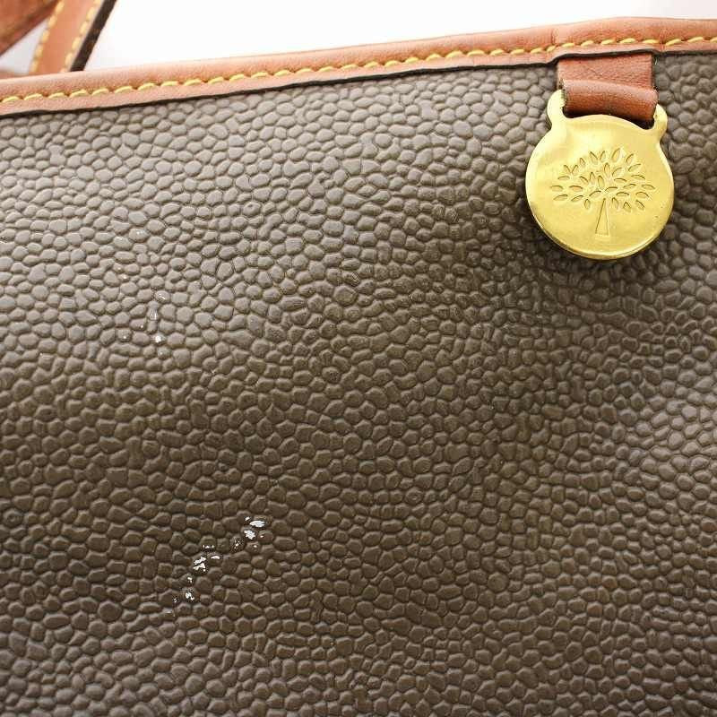 MULBERRY Shoulder Bag Purse PVC Leather Khaki Brown Authentic