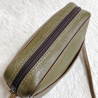 LOEWE 70s Logo Leather Purse Shoulder Bag brown kahki Women's Used Authentic