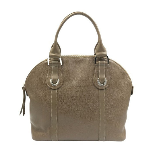 Longchamp handbag Tote Purse Brown Leather Authentic Women's Used