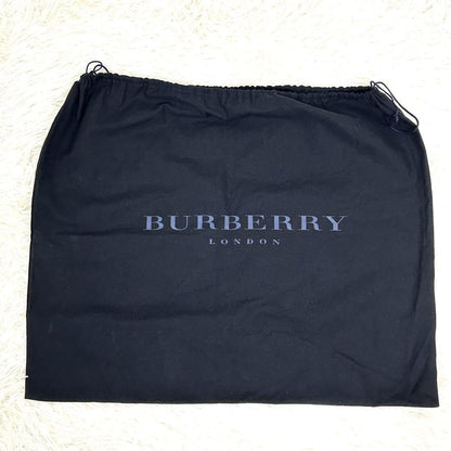 BURBERRY Hand Bag Tote Purse Canvas Leather Navy Bordeaux Authentic