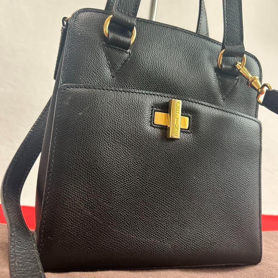 CELINE Hand Bag Tote Purse 2way Black Authentic