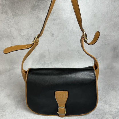 CELINE Shoulder Bag Purse Macadam Leather Black Authentic
