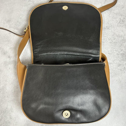 CELINE Shoulder Bag Purse Macadam Leather Black Authentic