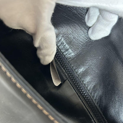 CELINE Shoulder Bag Purse Macadam Leather Black Authentic
