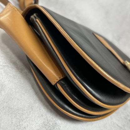 CELINE Shoulder Bag Purse Macadam Leather Black Authentic