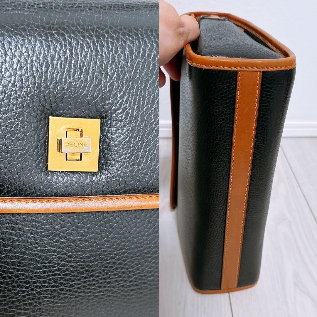 CELINE Hand Bag Tote Purse Leather Authentic