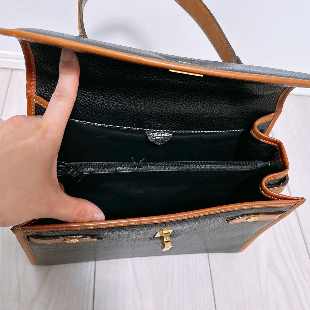 CELINE Hand Bag Tote Purse Leather Authentic