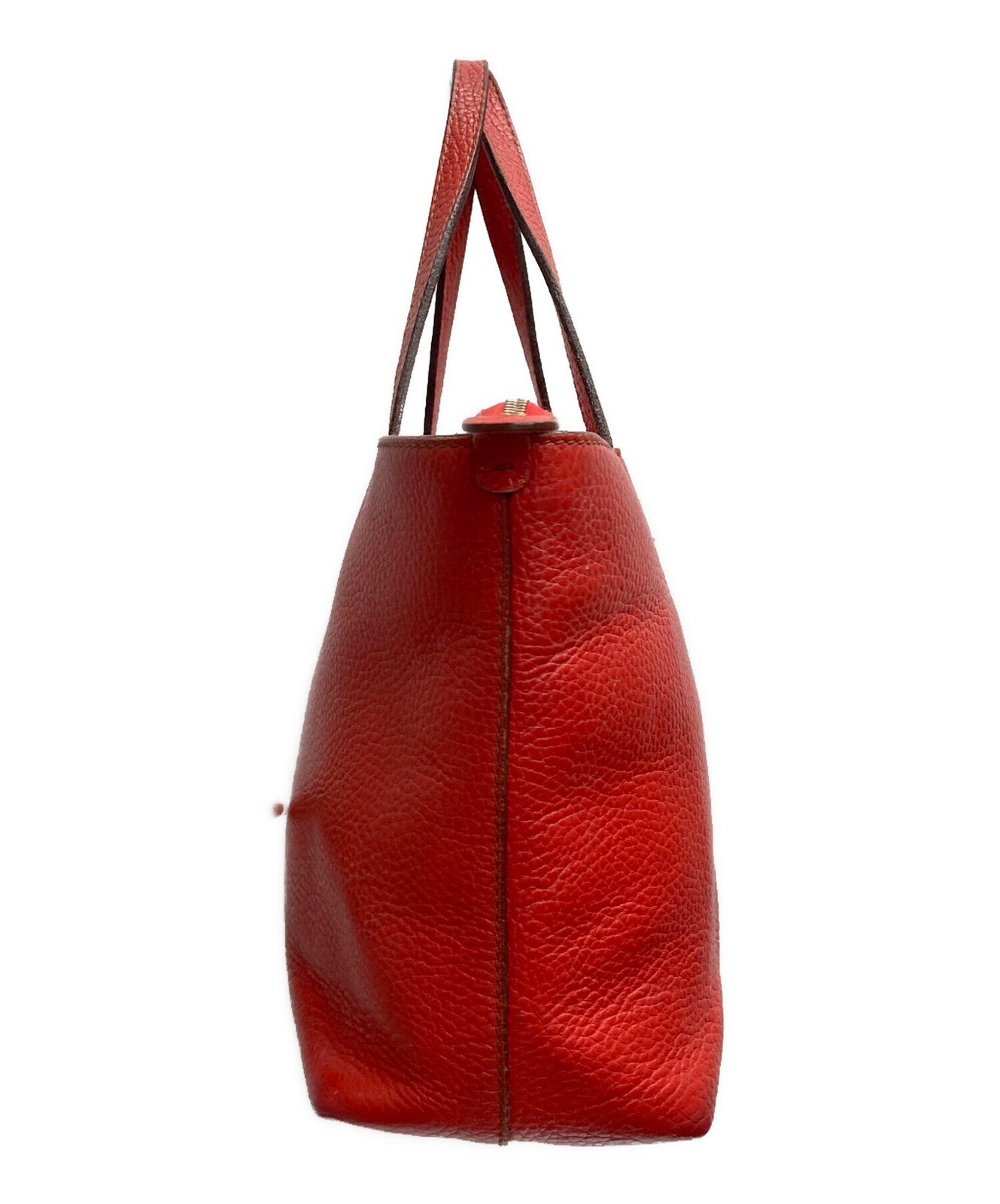 Salvatore Ferragamo Hand Bag Tote Purse Gancini Canvas Leather Red Authentic