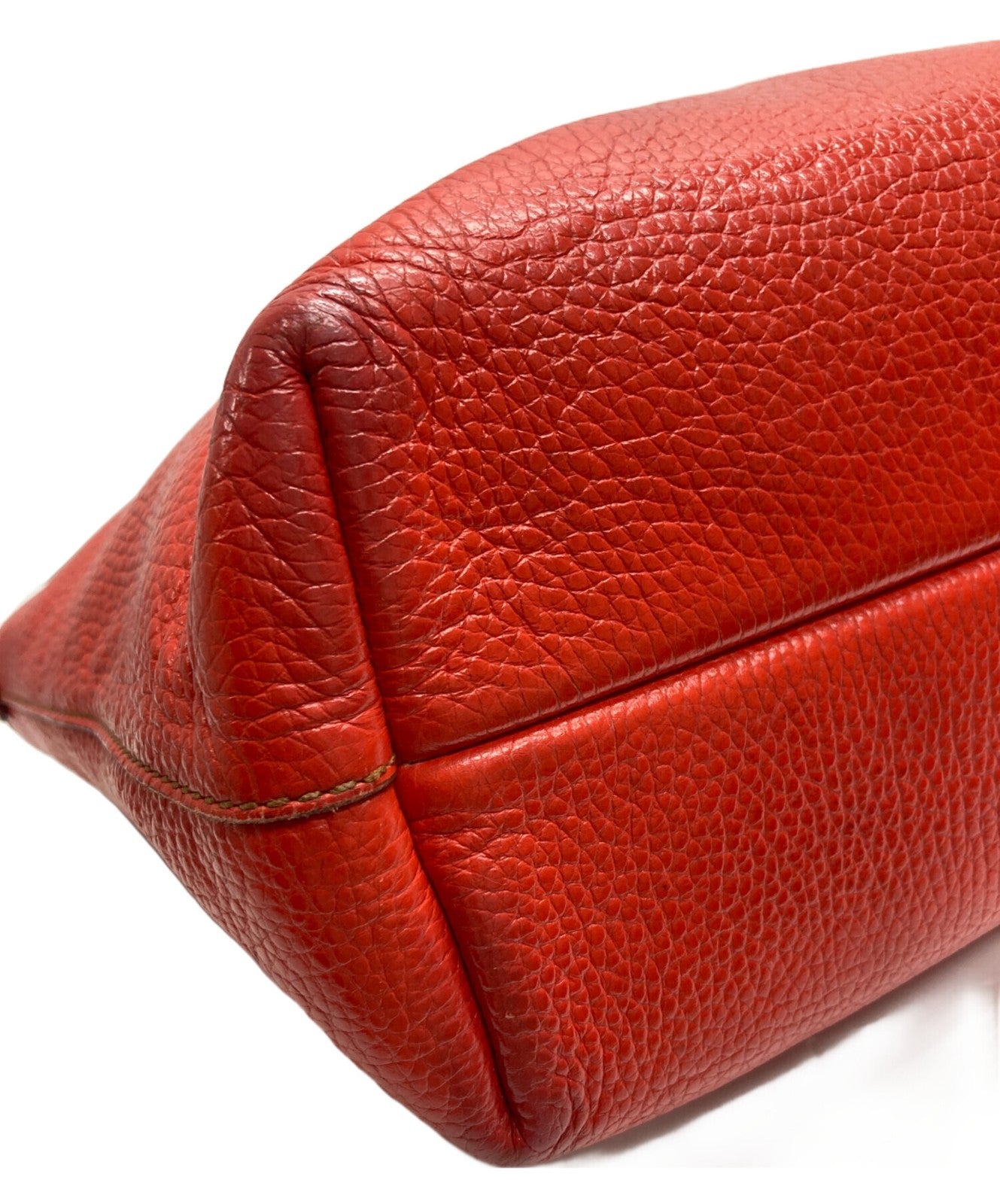 Salvatore Ferragamo Hand Bag Tote Purse Gancini Canvas Leather Red Authentic