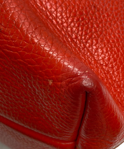 Salvatore Ferragamo Hand Bag Tote Purse Gancini Canvas Leather Red Authentic