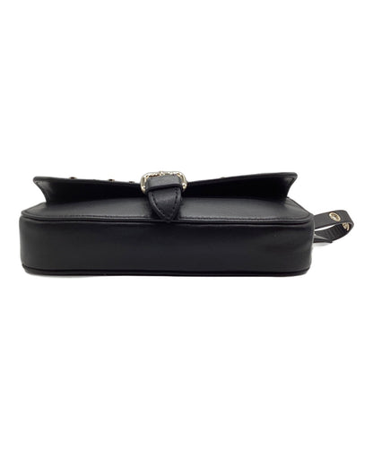 RED VALENTINO Shoulder Bag Purse Leather Black Authentic