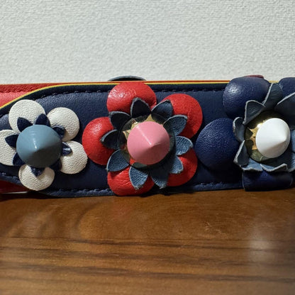 FENDI Shoulder Strap Belt Flower Multicolor Leather Metal Authentic
