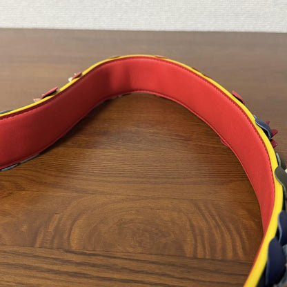 FENDI Shoulder Strap Belt Flower Multicolor Leather Metal Authentic