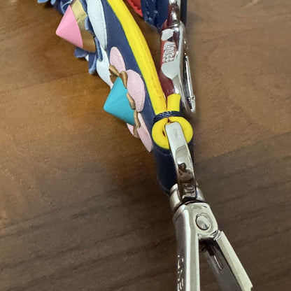 FENDI Shoulder Strap Belt Flower Multicolor Leather Metal Authentic