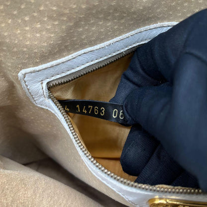 FENDI Hand Bag Tote Purse Canvas Leather White Authentic