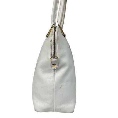 FENDI Hand Bag Tote Purse Canvas Leather White Authentic