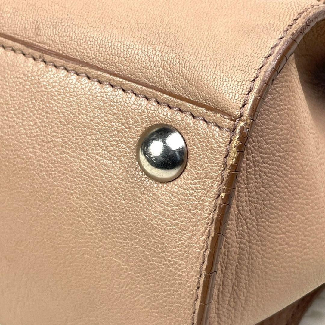 Salvatore Ferragamo Hand Shoulder Bag Tote Purse Gancini Leather Beige Authentic