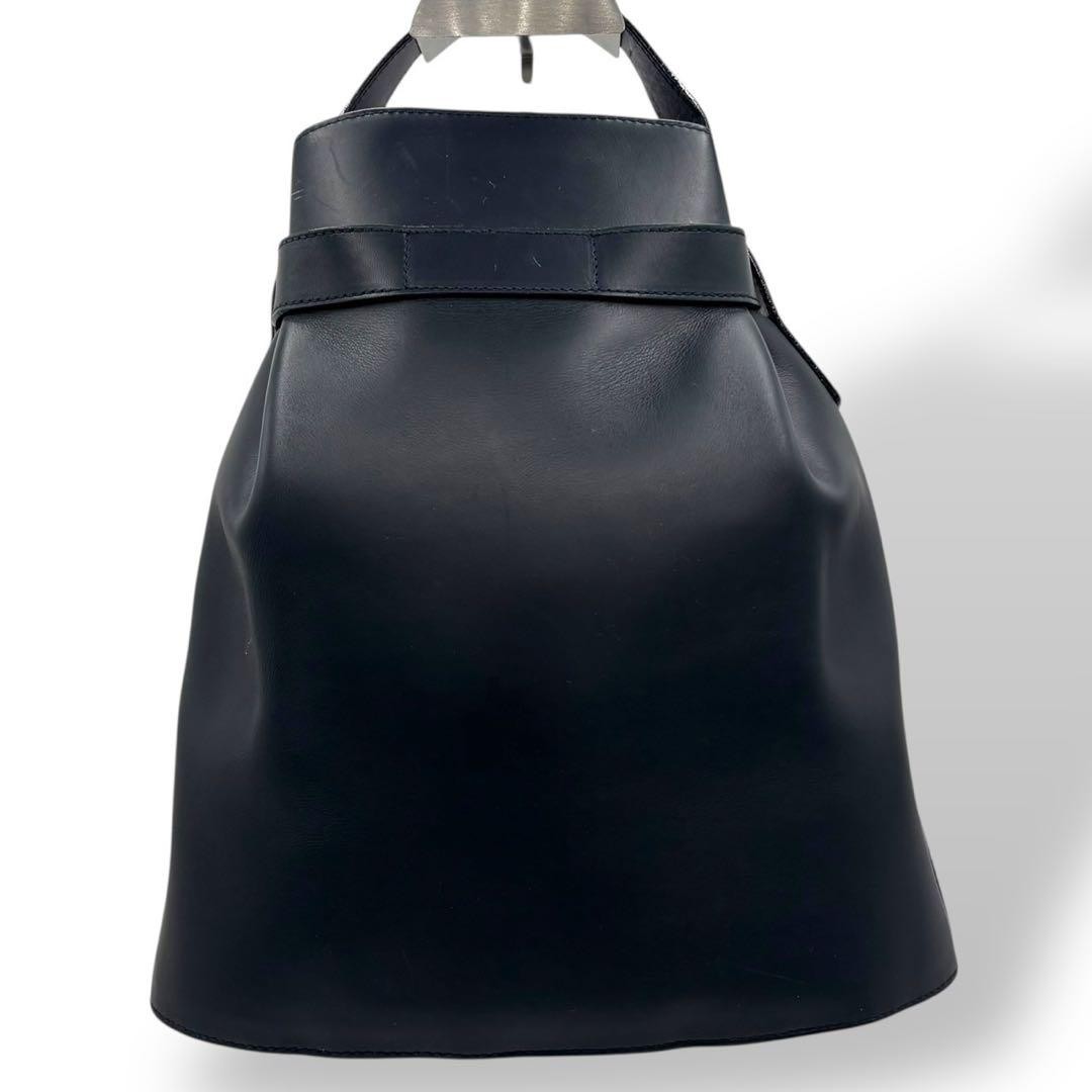 Salvatore Ferragamo Shoulder Bag Purse Gancini Leather Dark Navy Authentic