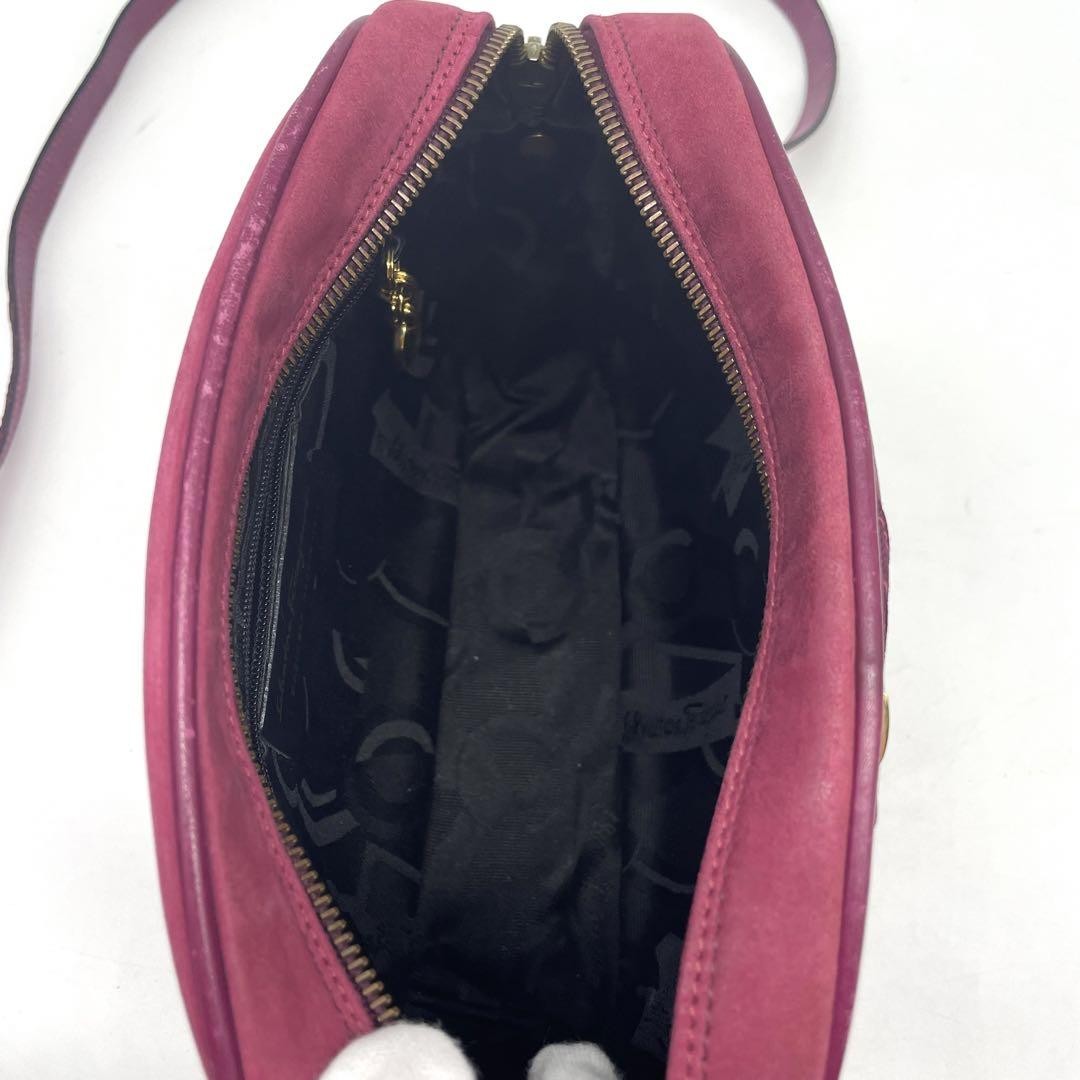 Salvatore Ferragamo Shoulder Bag Purse Vara Suede Leather Bordeaux Authentic