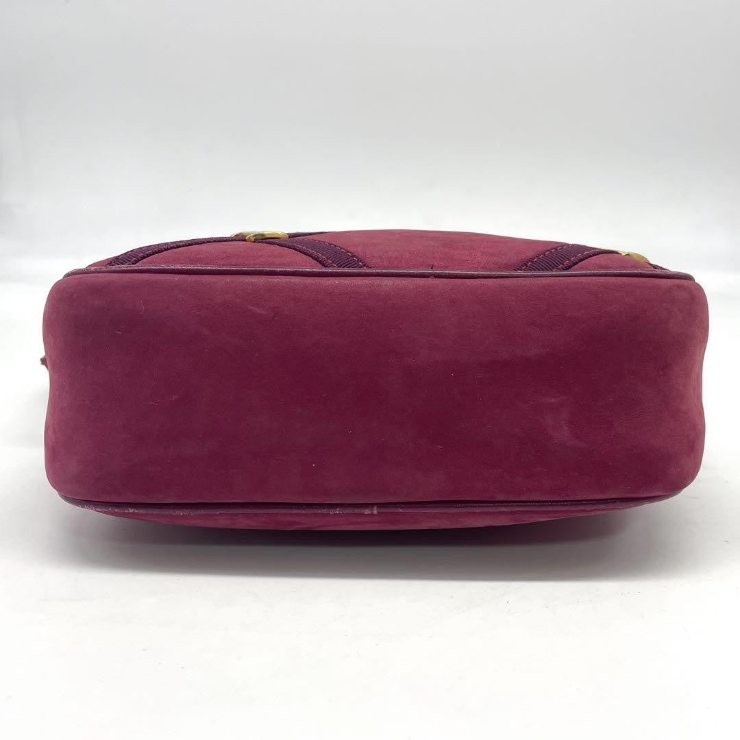 Salvatore Ferragamo Shoulder Bag Purse Vara Suede Leather Bordeaux Authentic