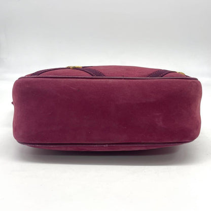 Salvatore Ferragamo Shoulder Bag Purse Vara Suede Leather Bordeaux Authentic