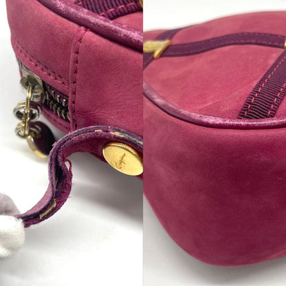 Salvatore Ferragamo Shoulder Bag Purse Vara Suede Leather Bordeaux Authentic