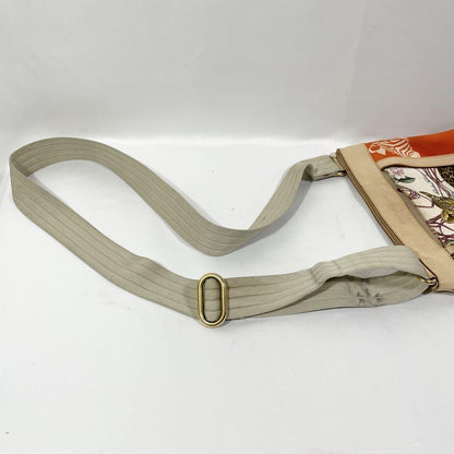 Salvatore Ferragamo Shoulder Bag Purse Canvas Leather Multicolor White Authentic