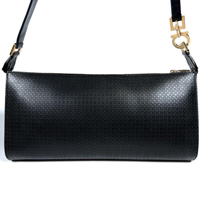 Salvatore Ferragamo Accessory Pouch Shoulder Bag Purse Gancini PVC Leather Black