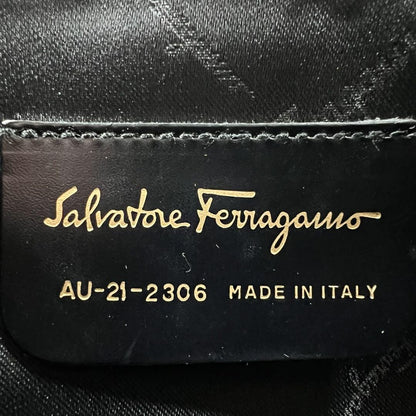 Salvatore Ferragamo Accessory Pouch Shoulder Bag Purse Gancini PVC Leather Black