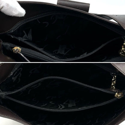 Salvatore Ferragamo Shoulder Bag Purse Gancini Leather Dark Brown Authentic