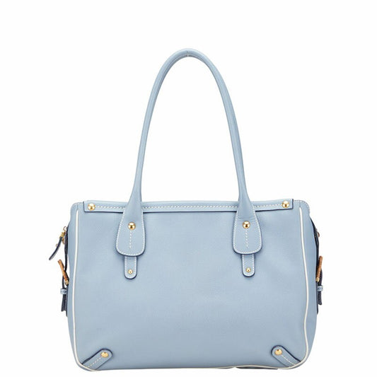 Salvatore Ferragamo Hand Bag Tote Purse Leather Light Blue Authentic