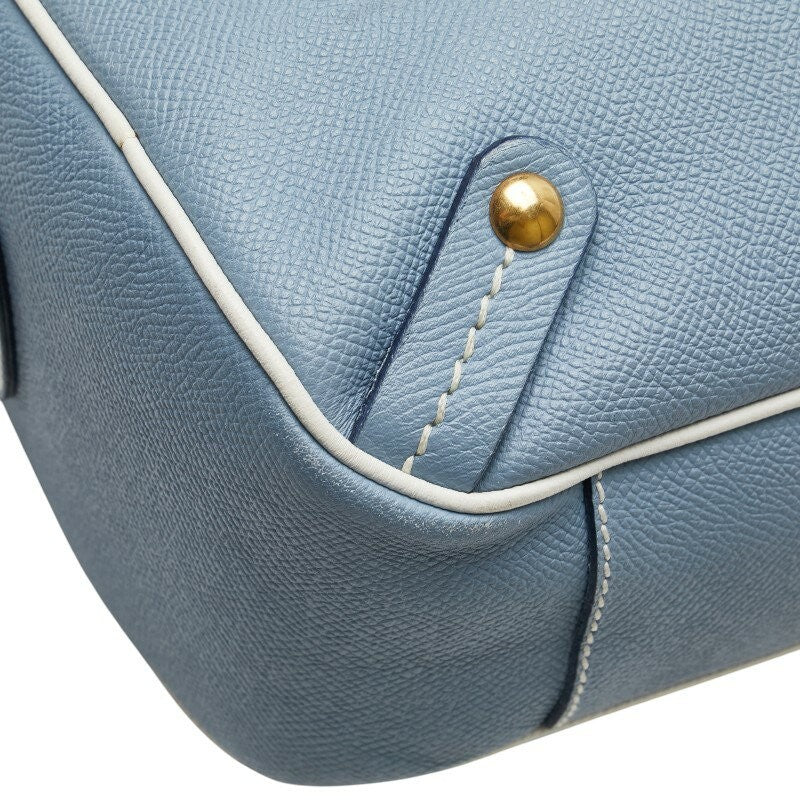 Salvatore Ferragamo Hand Bag Tote Purse Leather Light Blue Authentic